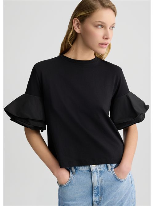 t-shirt woman black LIU JO | CA5006J6308/22222